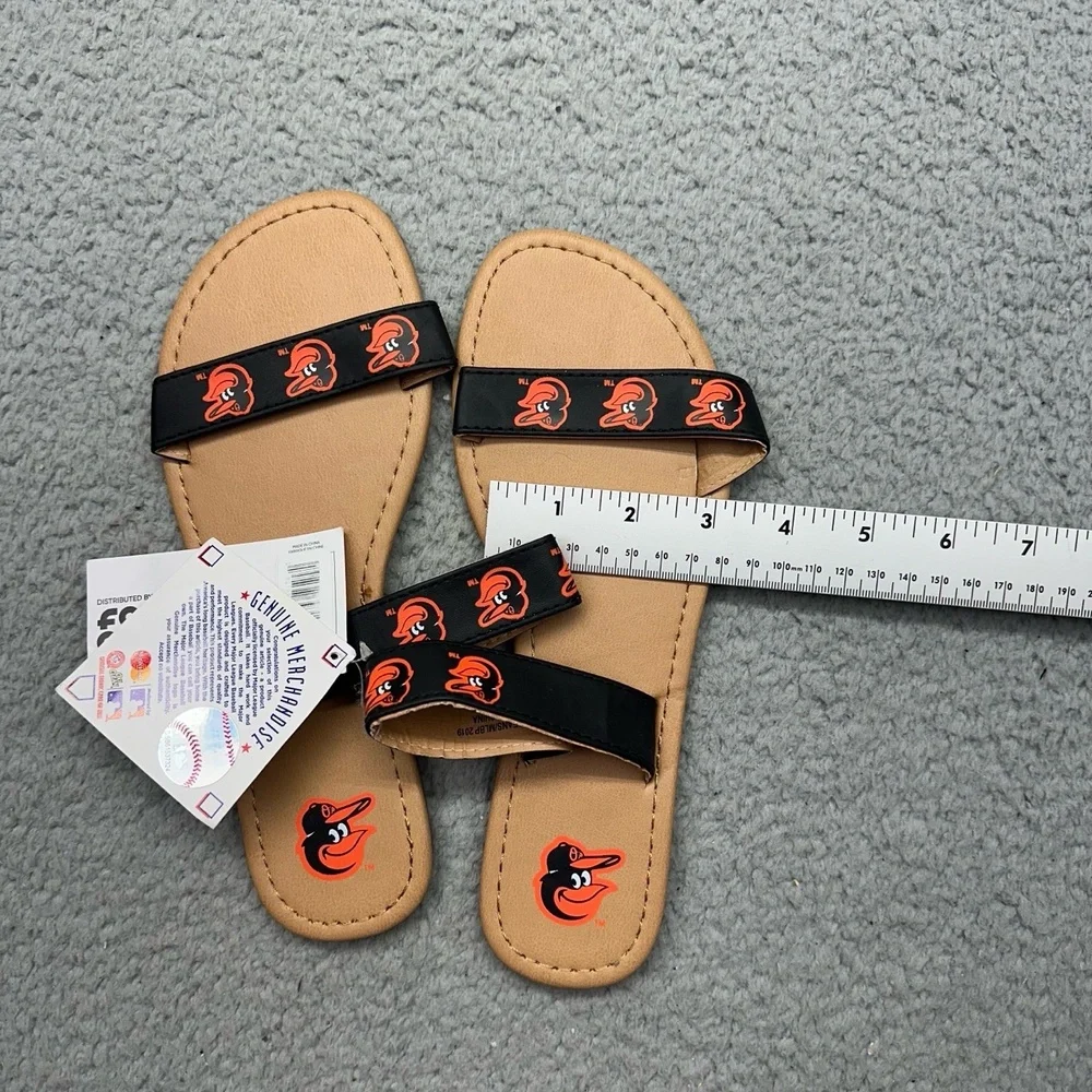 NWT FOCO PINC1118-00001 MLB Baltimore Orioles Womens Medium Sz 7-8 Black Sandals
